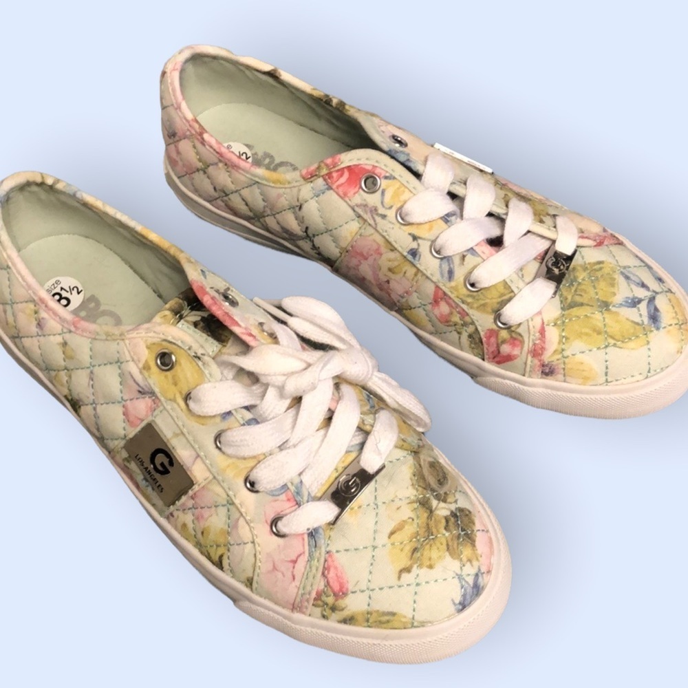 Guess floral fabric sneakers , size 8.5
